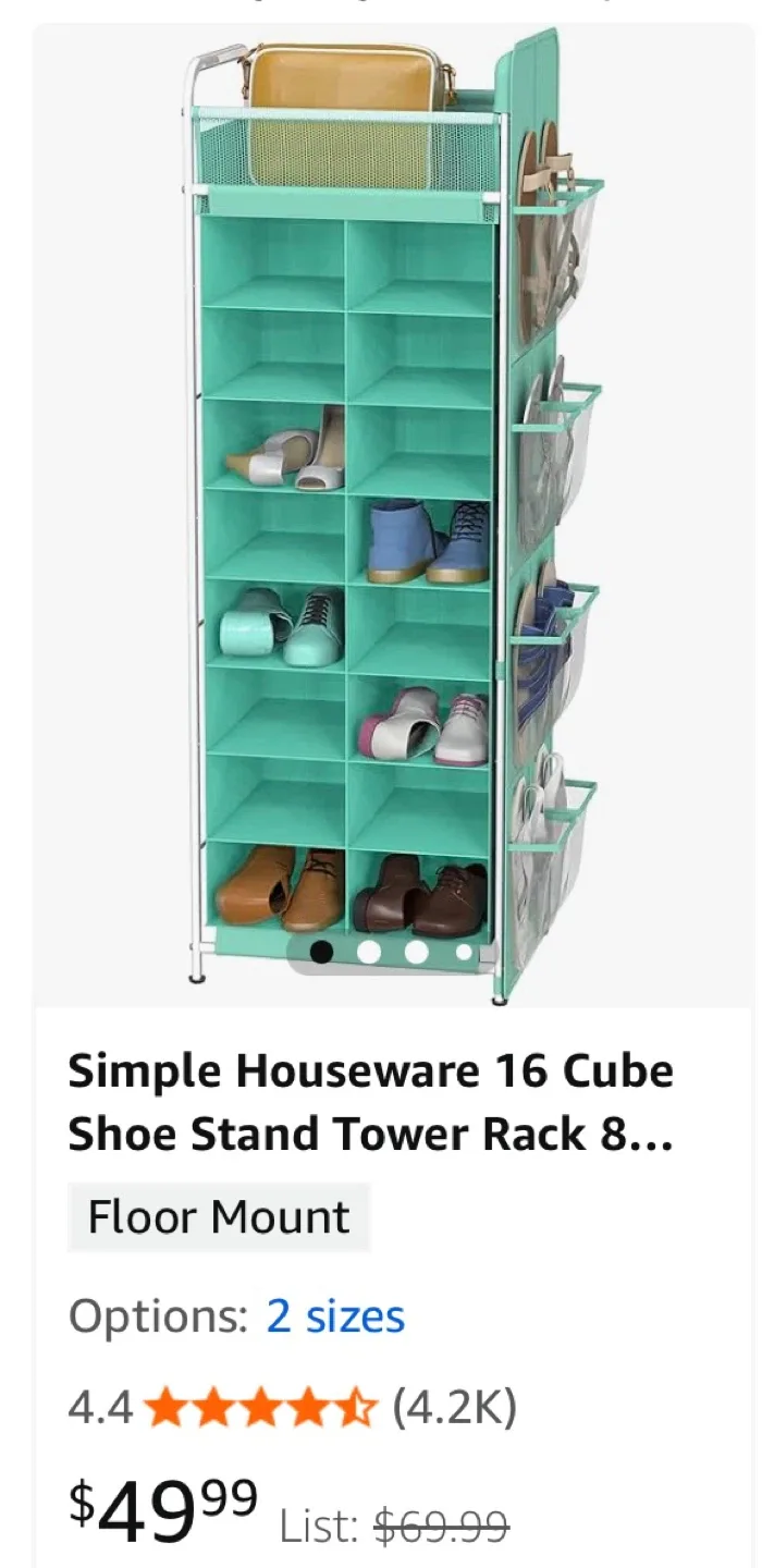 Simple Houseware 16 Cube Shoe Rack - Mint Green thumbnail