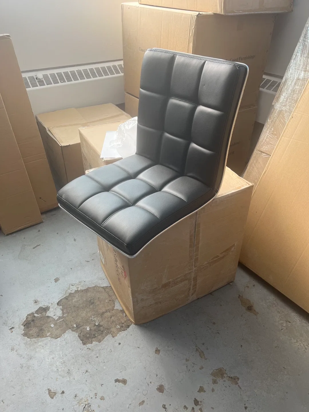 Black Faux Leather Bar Stool thumbnail