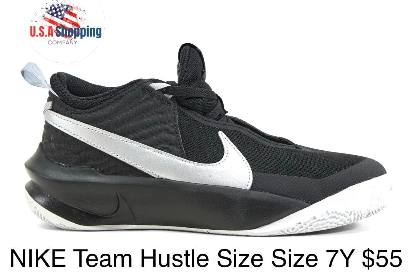 Nike Team Hustle Black/Silver Size 7Y thumbnail