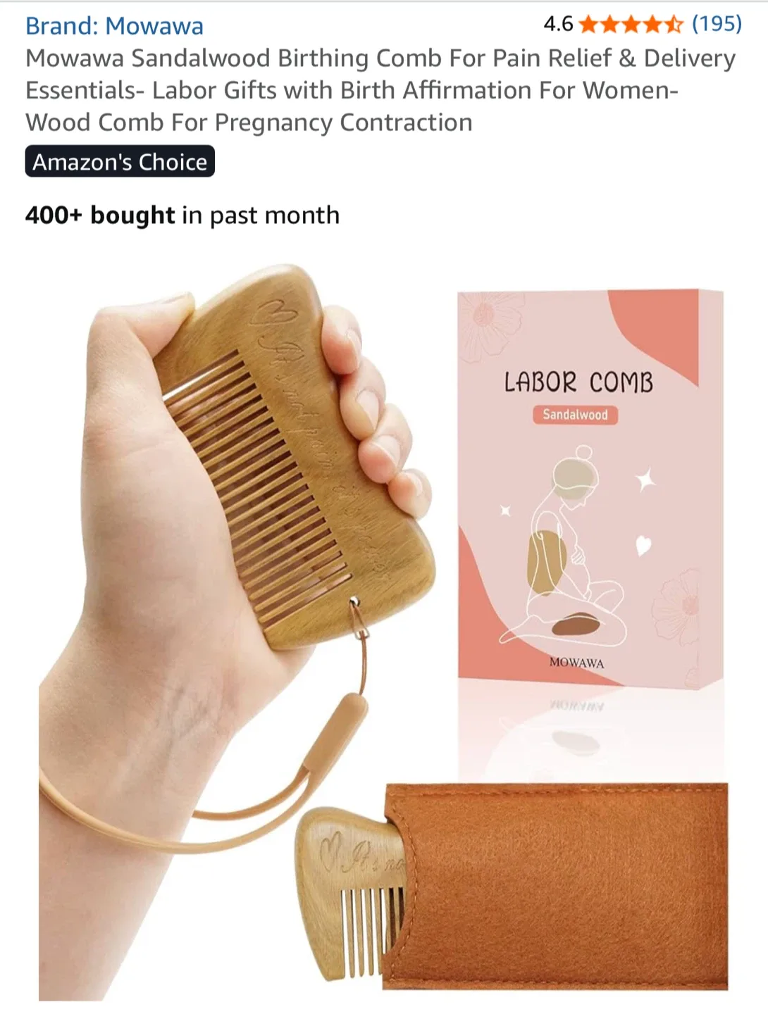 Brand new sandalwood birthing comb thumbnail