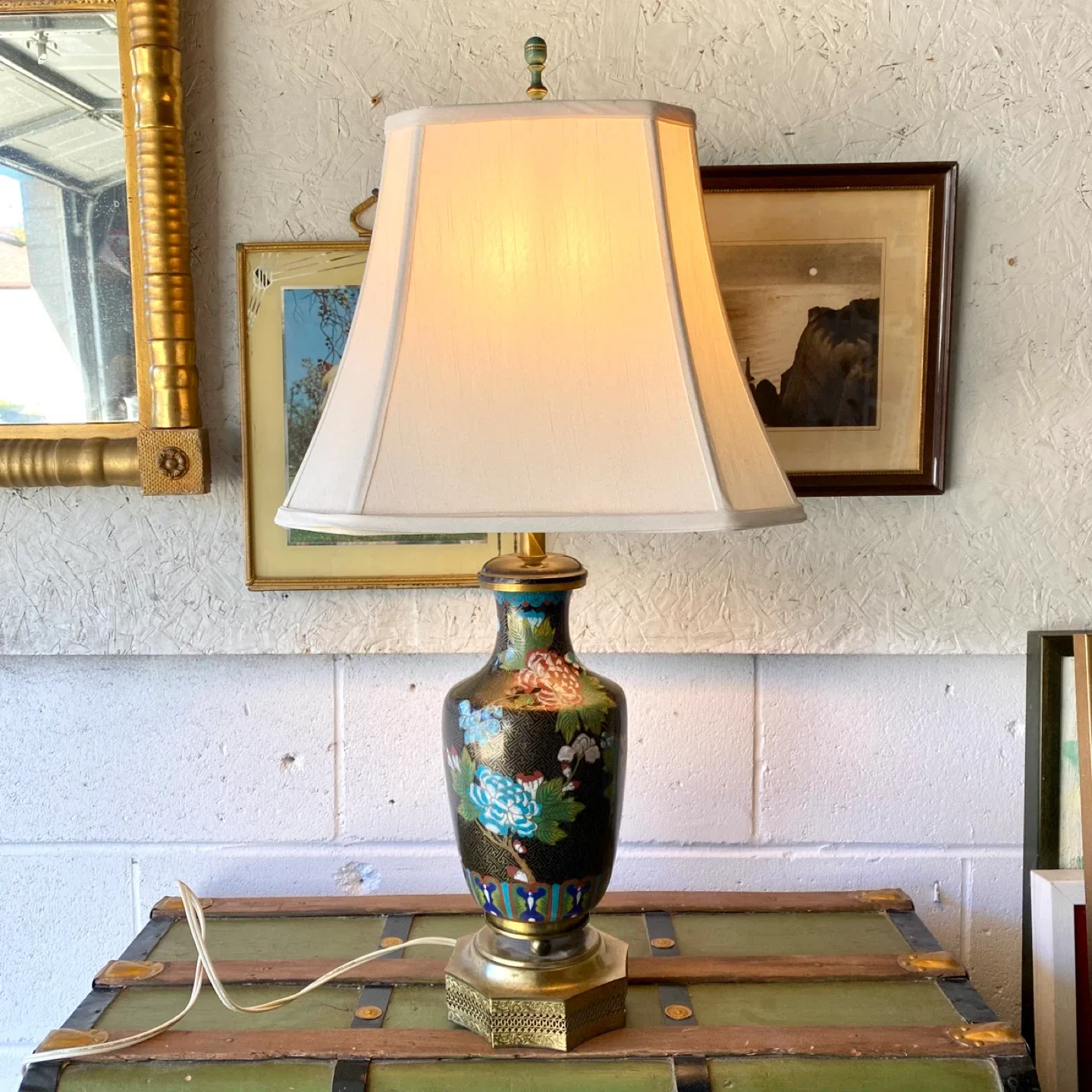 Vintage Cloisonne Enamel Table Lamp thumbnail