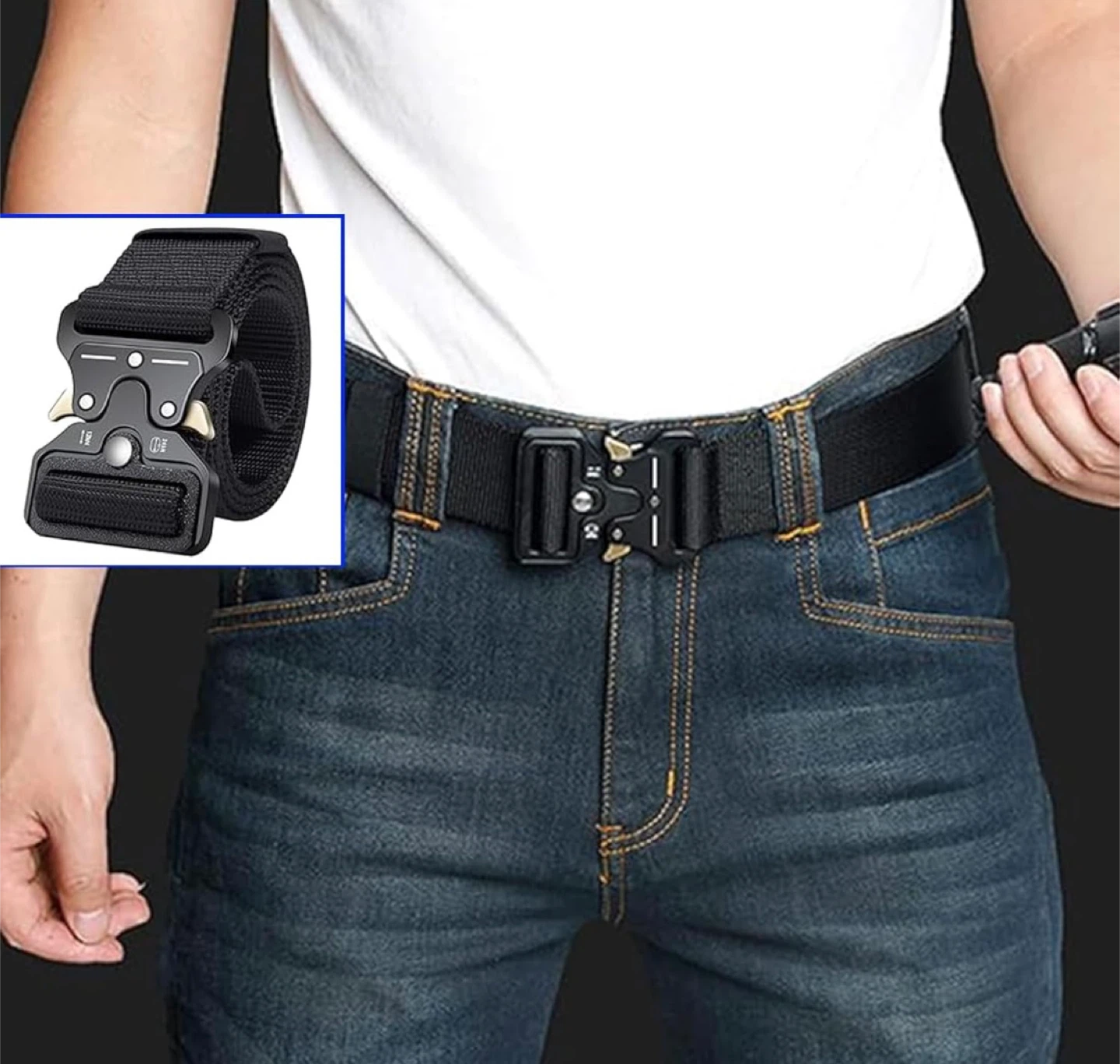 Tactical Belt, Heavy Duty Nylon Web Belt, 51 inch - photo 2
