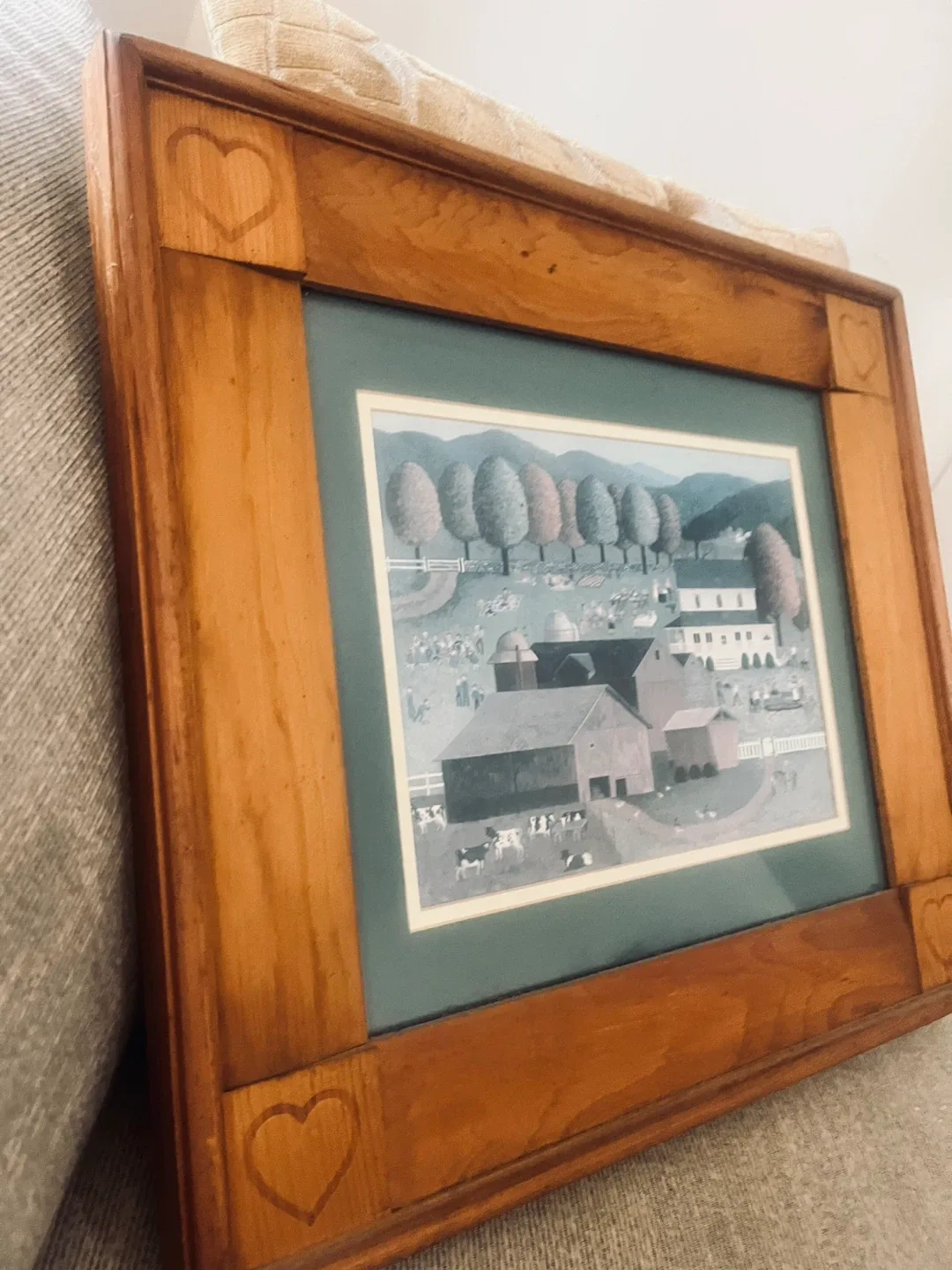 Framed Countryside Print with Heart Details