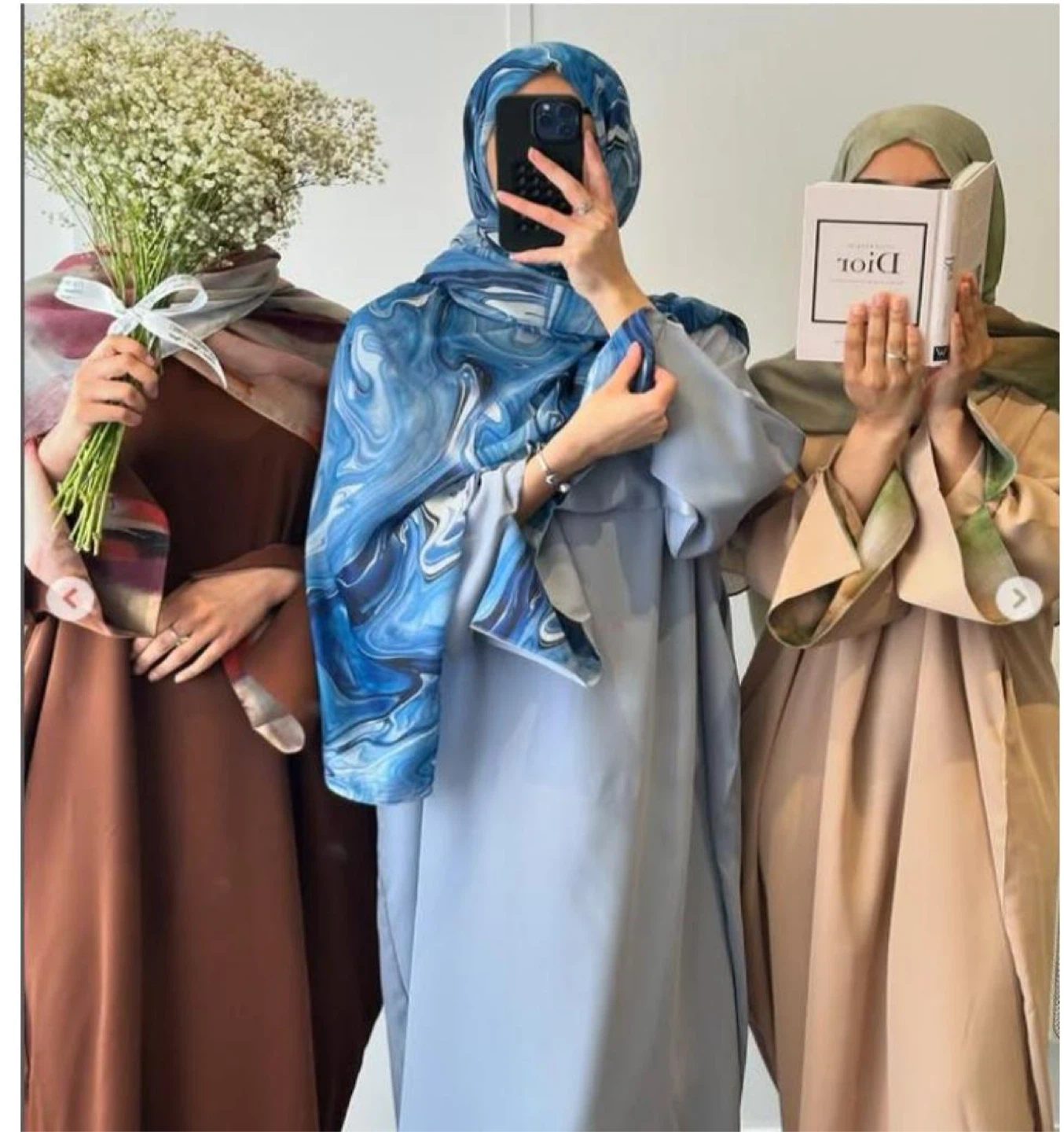 Printed abaya with matching modal hijab