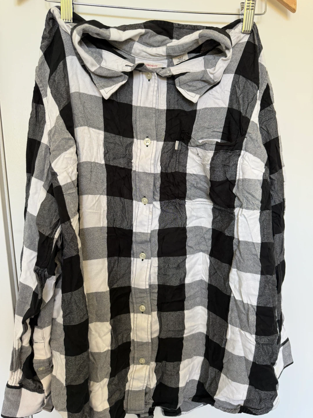Black & White Plaid Button-Up Shirt