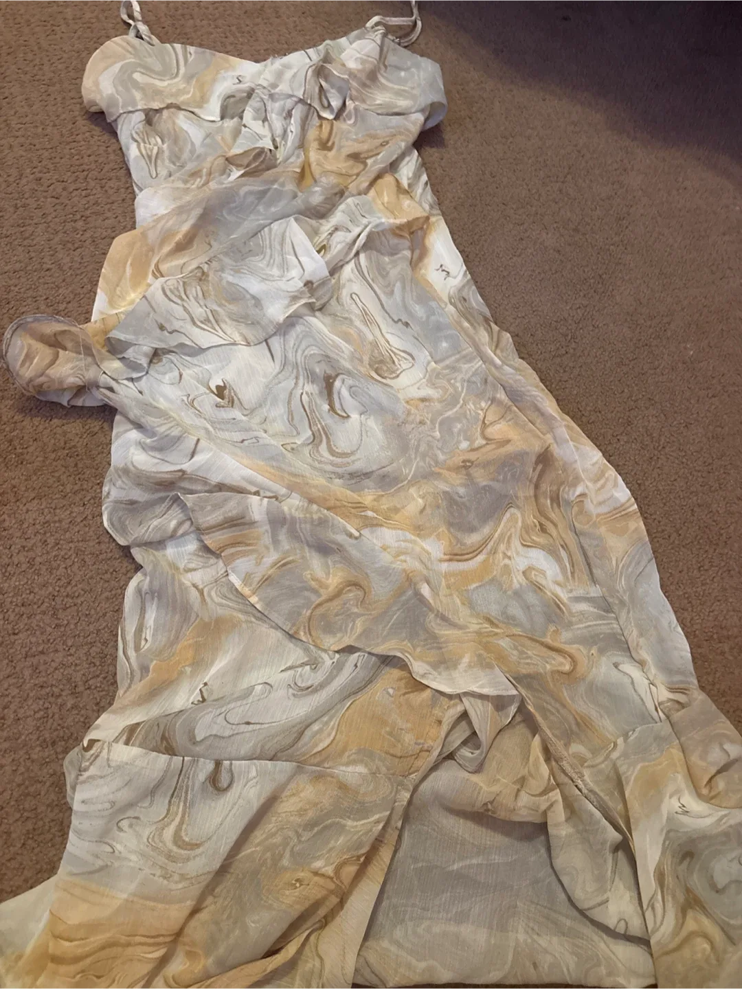 Marble Print Ruffle Dress thumbnail