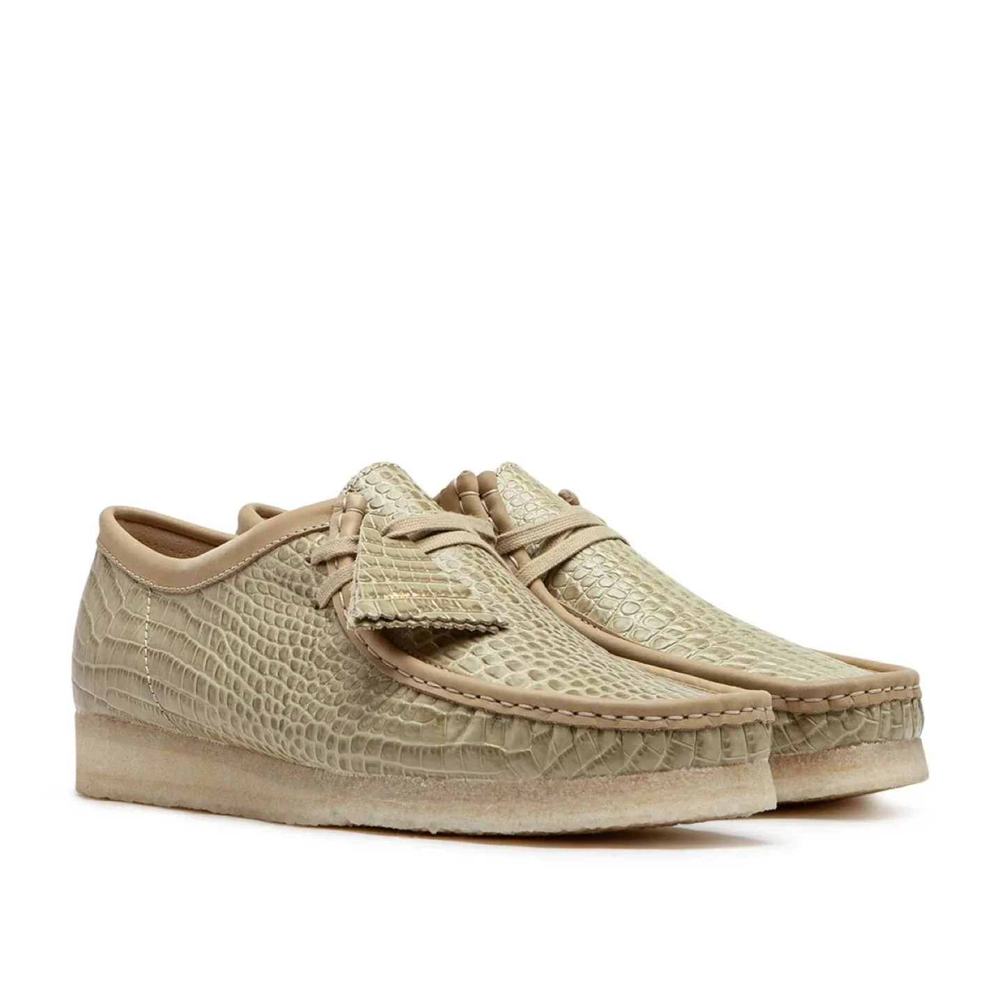Clarks Originals Wallabee Shoes - Beige Crocodile thumbnail