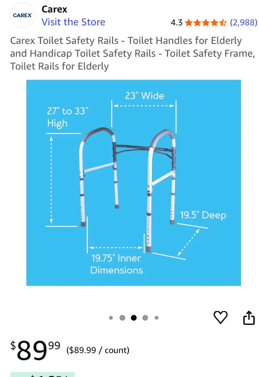 Over toilet safety rail, NEVER OPENED/USED image indicator(3)