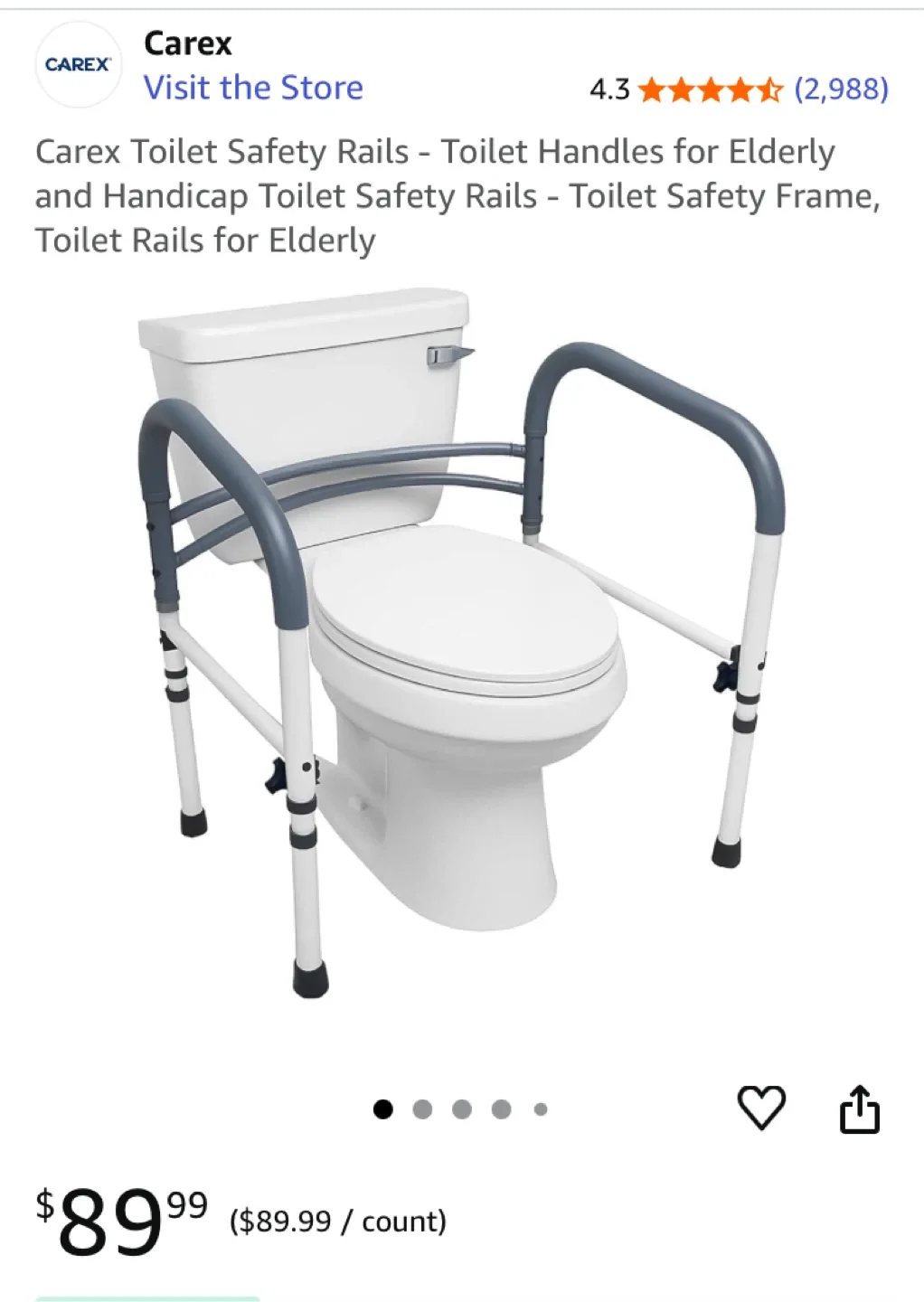 Over toilet safety rail, NEVER OPENED/USED