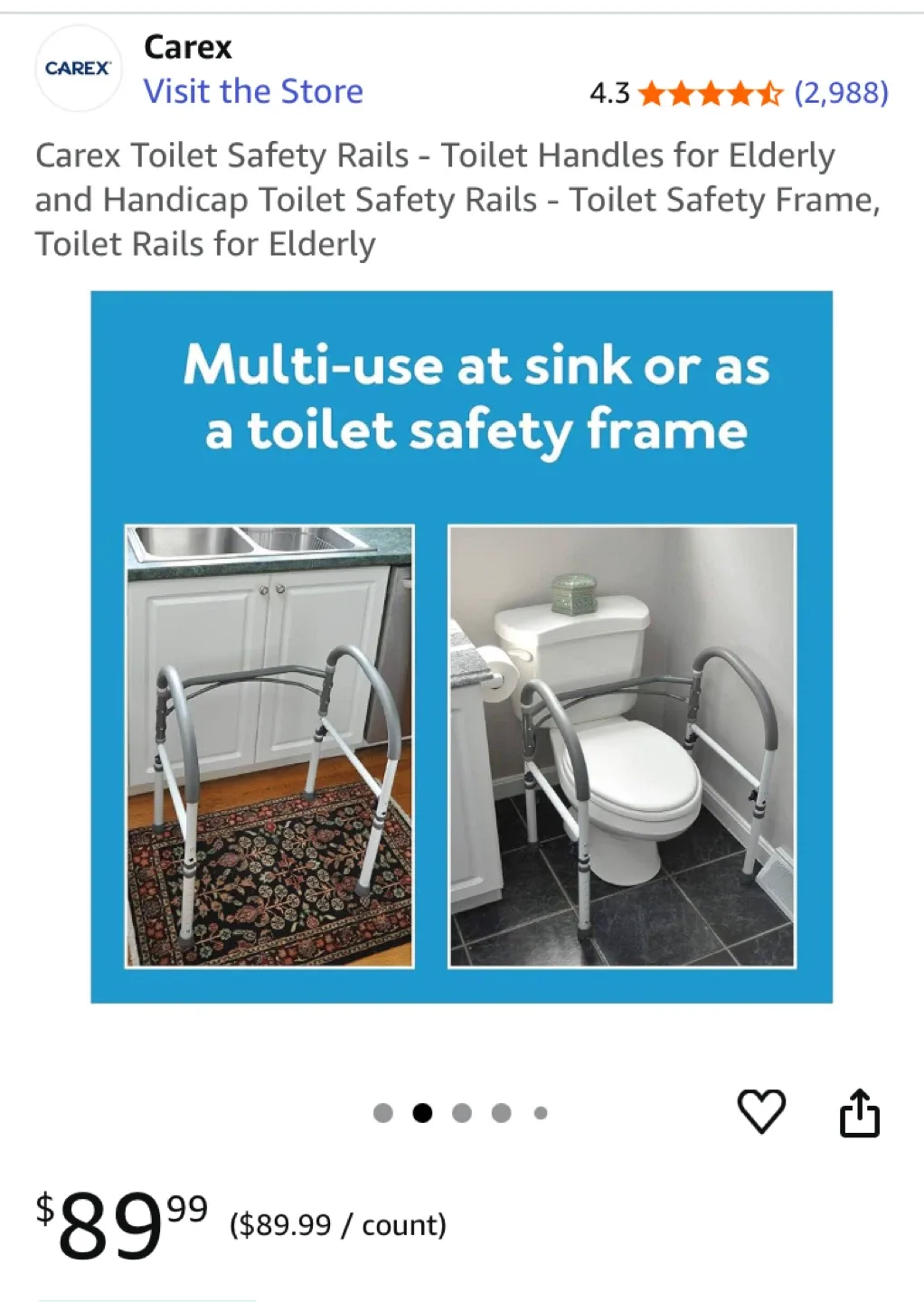 Over toilet safety rail, NEVER OPENED/USED image indicator(2)
