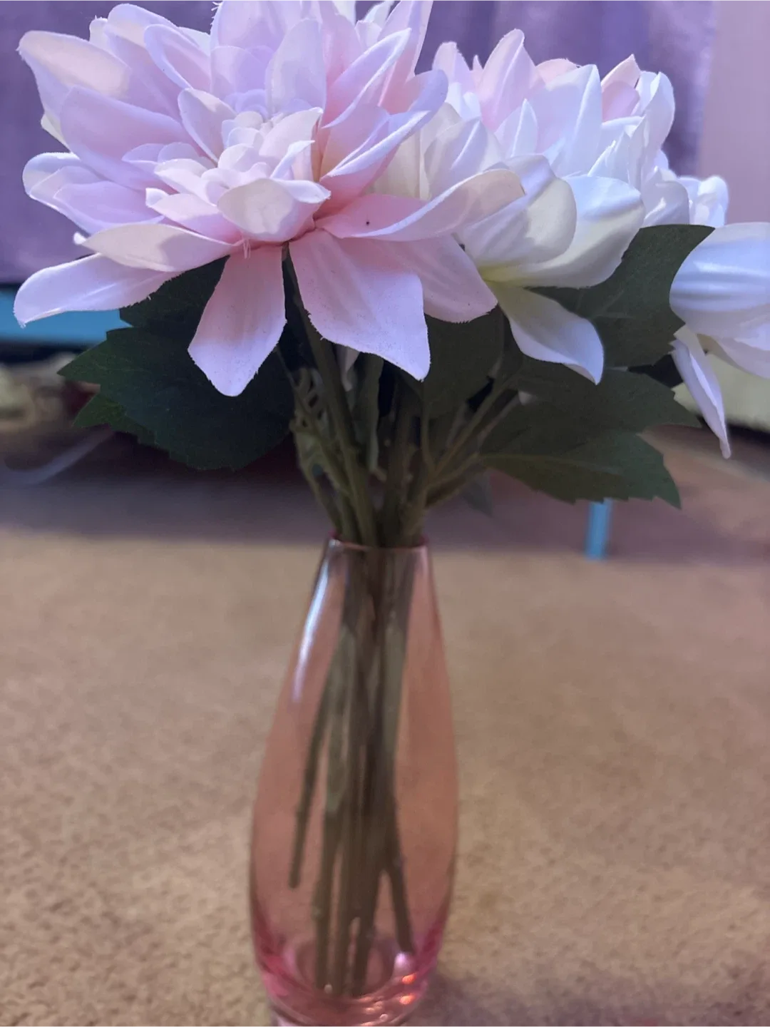 Pink Vase with Artificial Flowers thumbnail