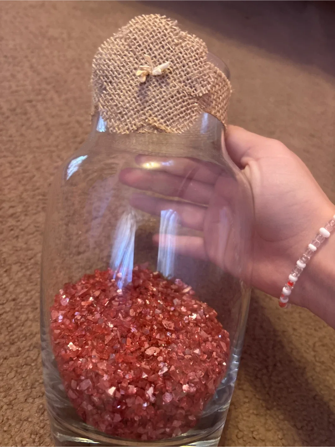 Decorative Red Crystals in Glass Jar thumbnail
