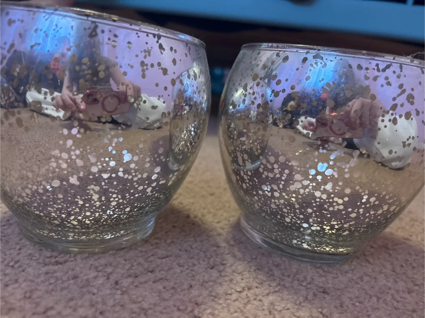 Silver speckled candle holders (set of 2) thumbnail