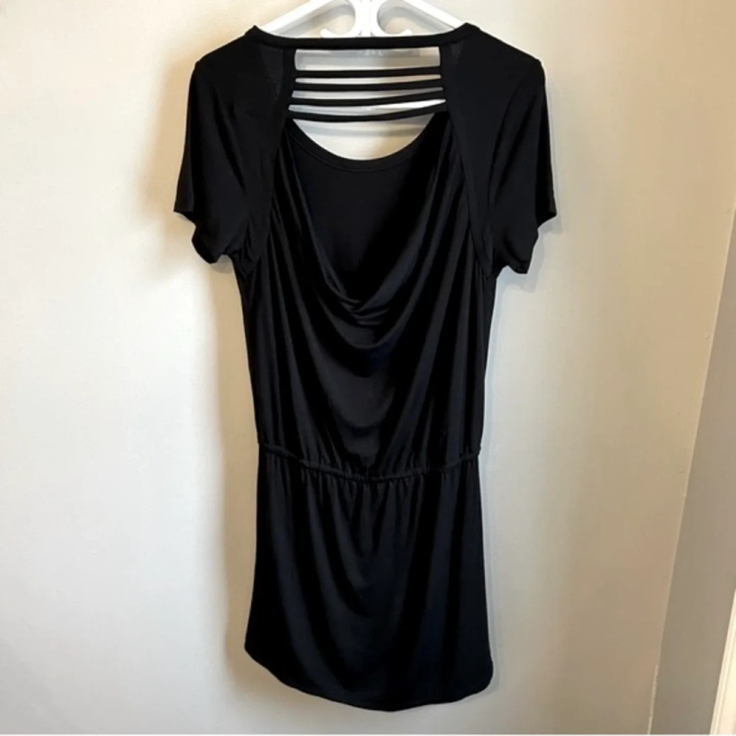 Chaser Strappy Open Back Cowl Back T Shirt Dress Tie Waist Sz M thumbnail