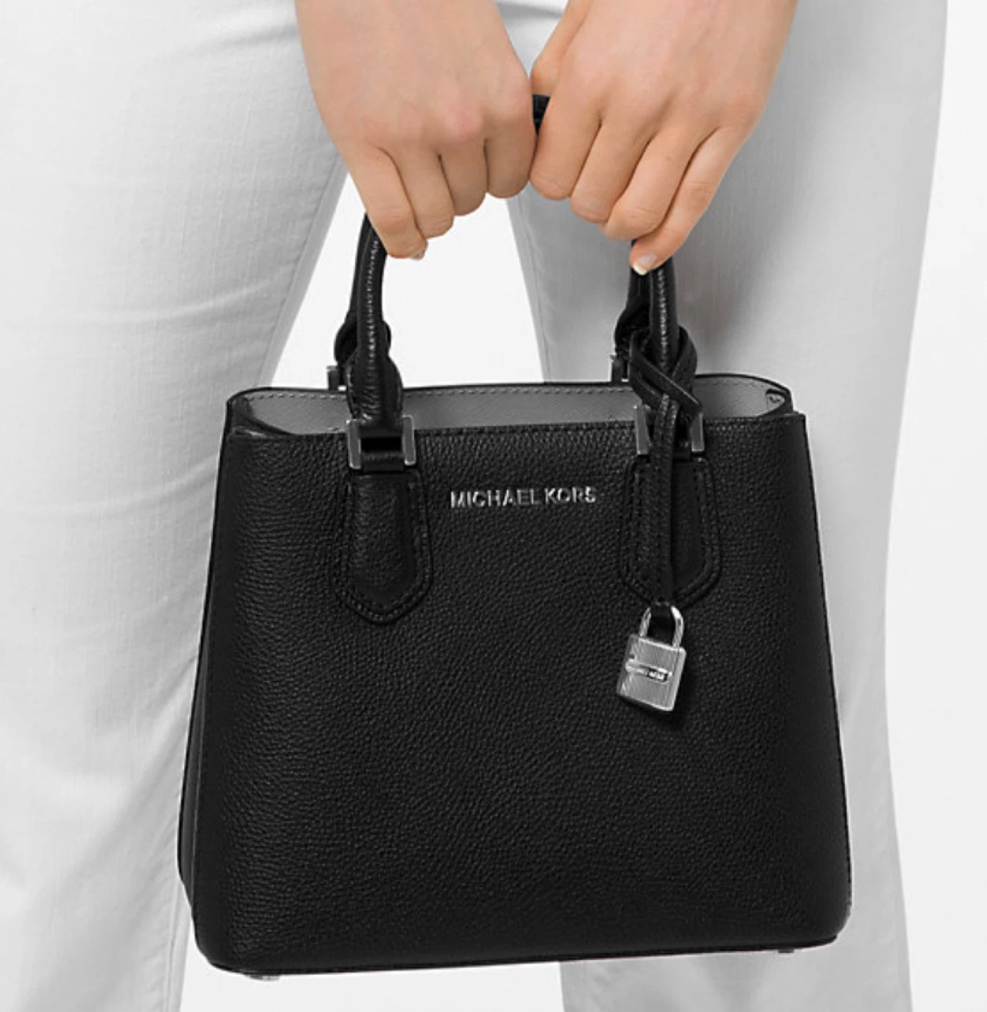 Michael Kors Adele Medium Pebbled Leather Satchel Bag