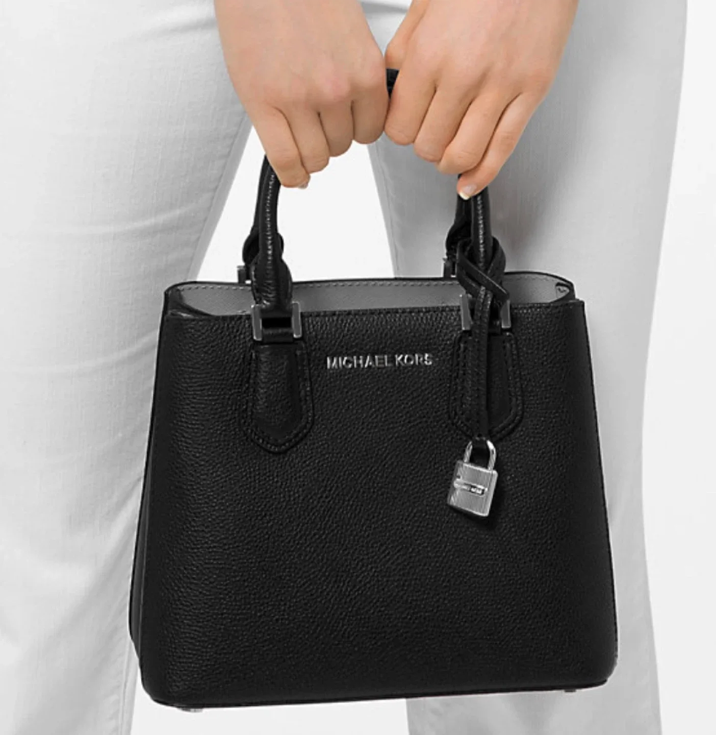 Michael Kors Adele Medium Pebbled Leather Satchel Bag thumbnail