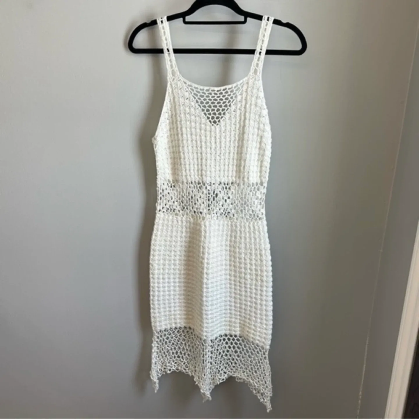 Handmade Crochet Beach Coverup Dress Womens Size M thumbnail