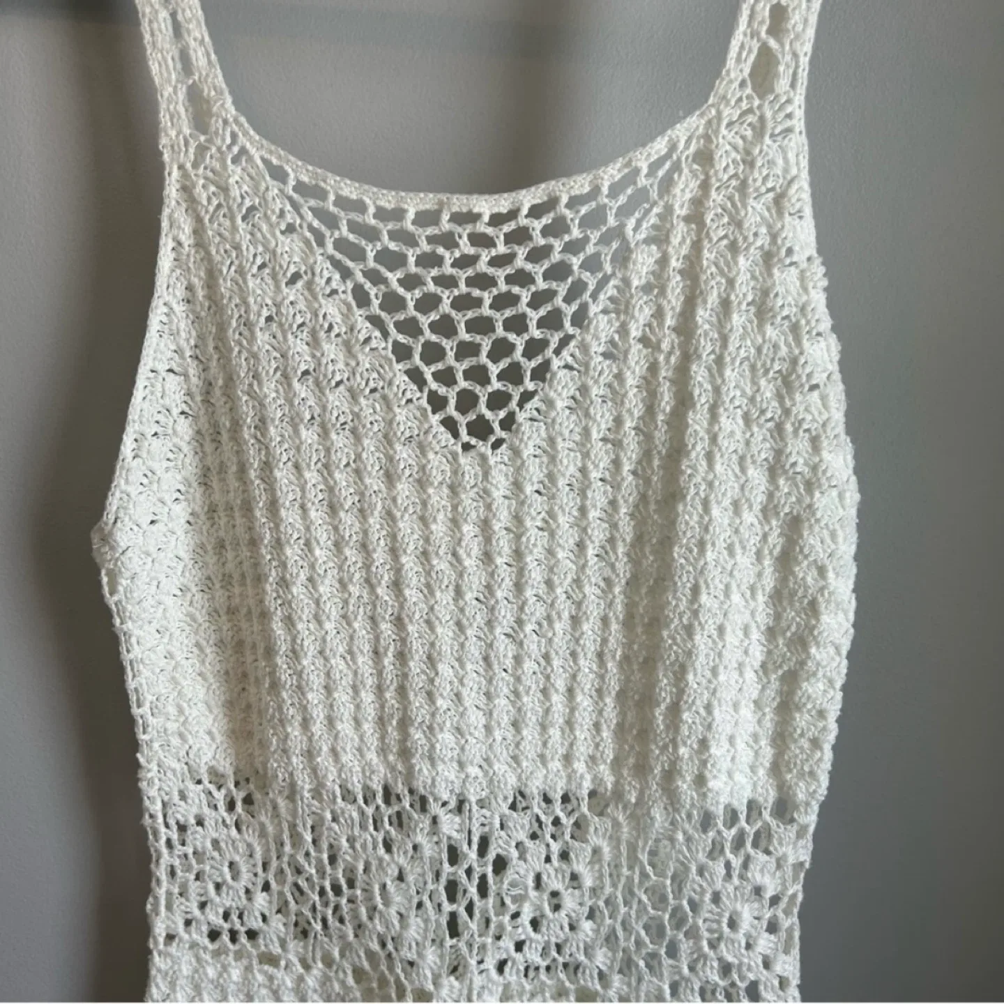 Handmade Crochet Beach Coverup Dress Womens Size M image indicator(2)