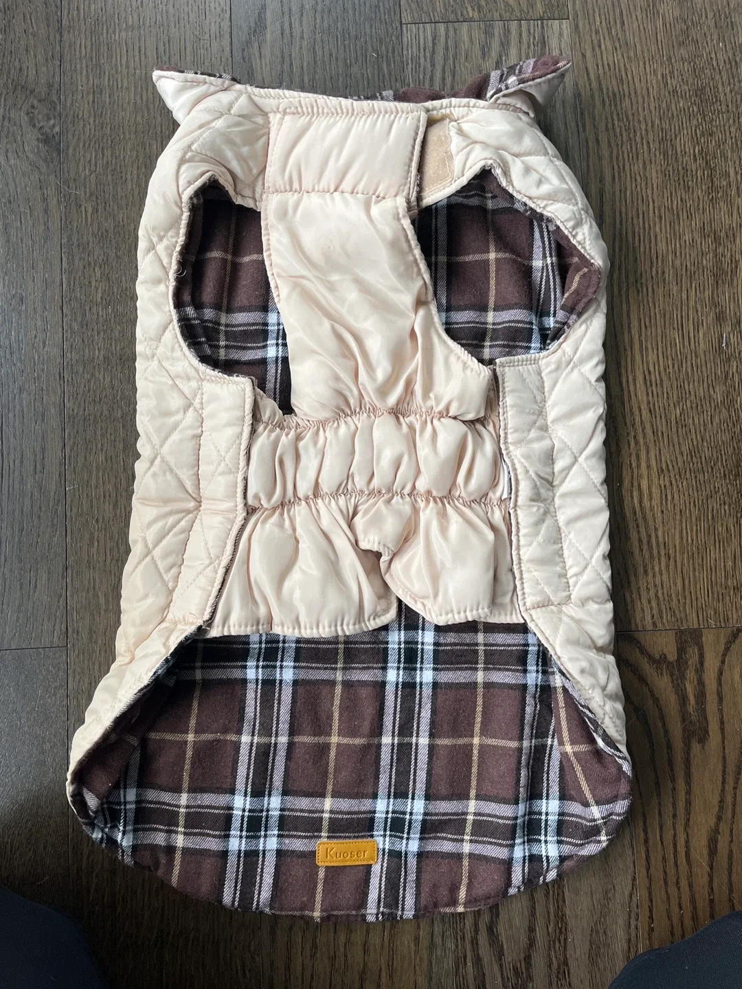 Kuoser Dog Winter Coat - Beige, Plaid Lined image indicator(2)