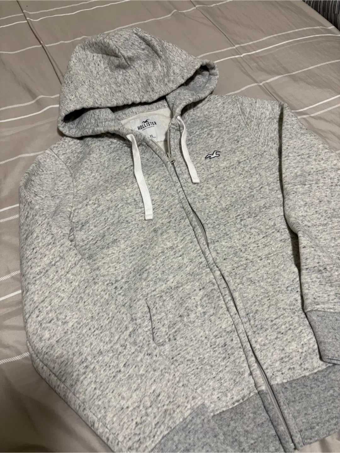 Hollister Grey Full Zip Hoodie - XS thumbnail