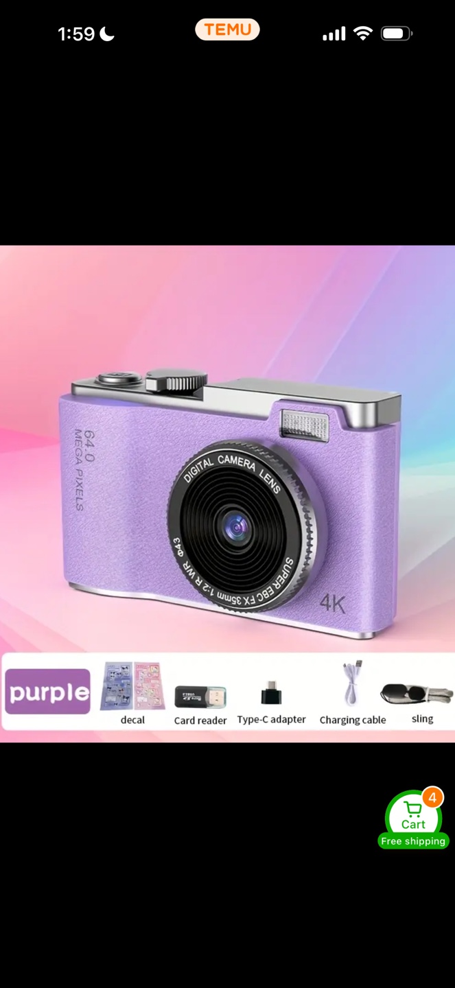 New Purple 64.0 Mega Pixels 4K Digital Camera