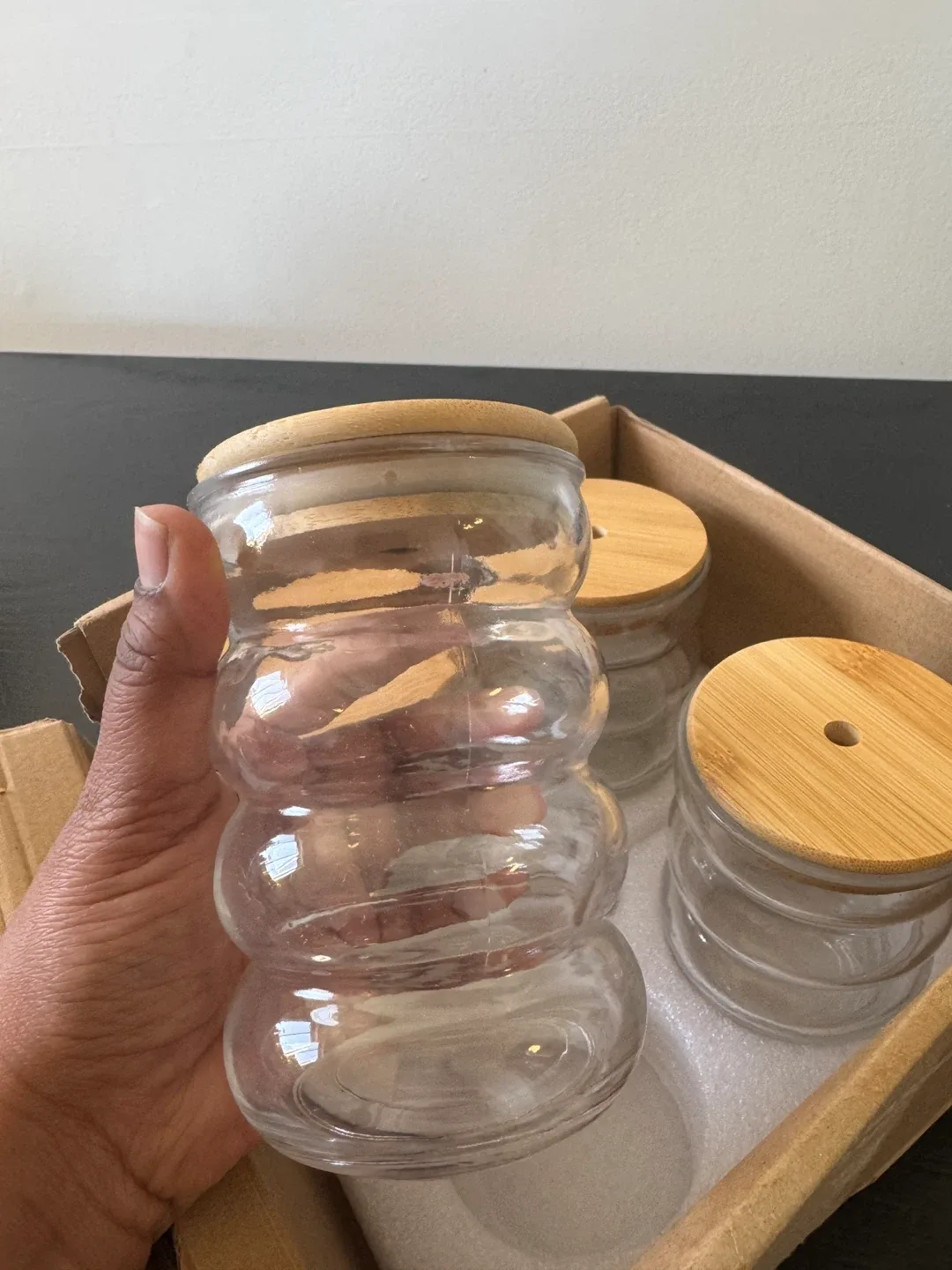 4 Glass Jars with Bamboo Lids image indicator(4)