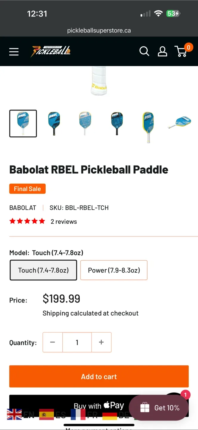 Selkirk Invikta Vanguard Pickleball Paddle & Babolat Rebel Touch image indicator(7)
