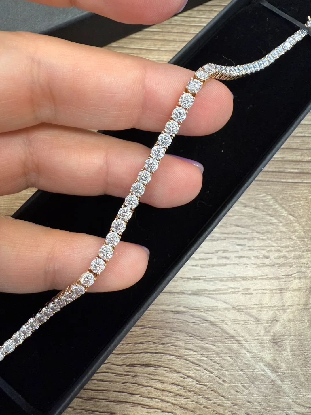 14K real yellow gold moissanite tennis bracelet image indicator(3)