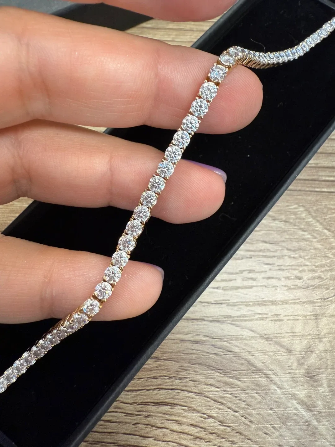 14K real yellow gold moissanite tennis bracelet image indicator(2)