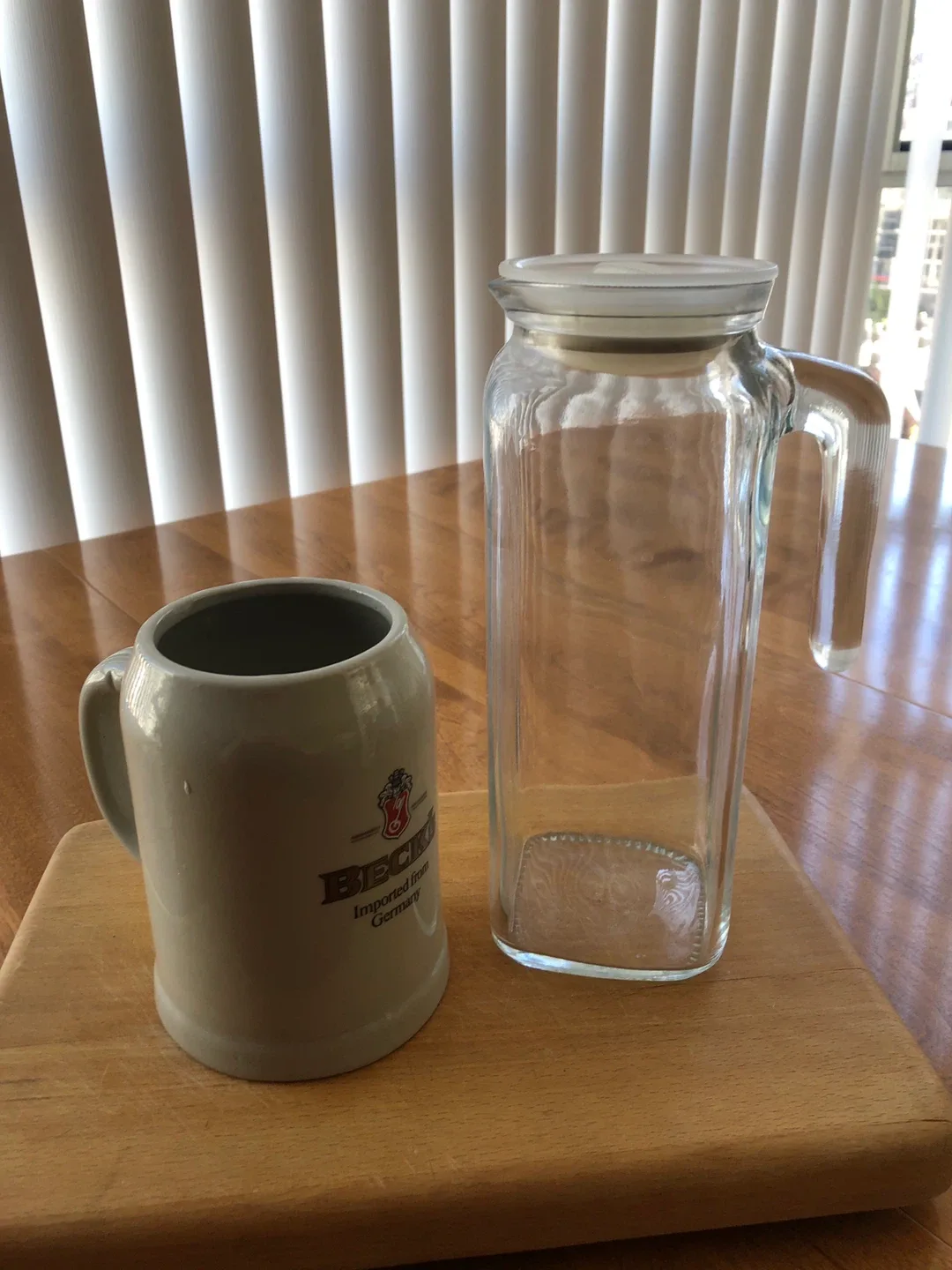 Glass Pitcher with Lid & Beck's Beer Stein thumbnail