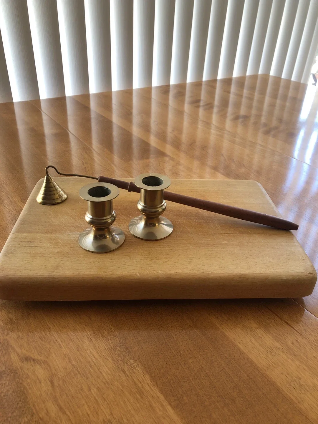 Vintage Brass Candle Holder Set thumbnail