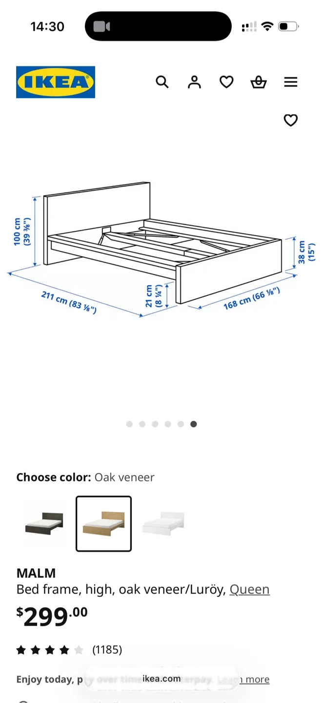 IKEA Malm Queen Bed Frame, Oak Veneer image indicator(2)