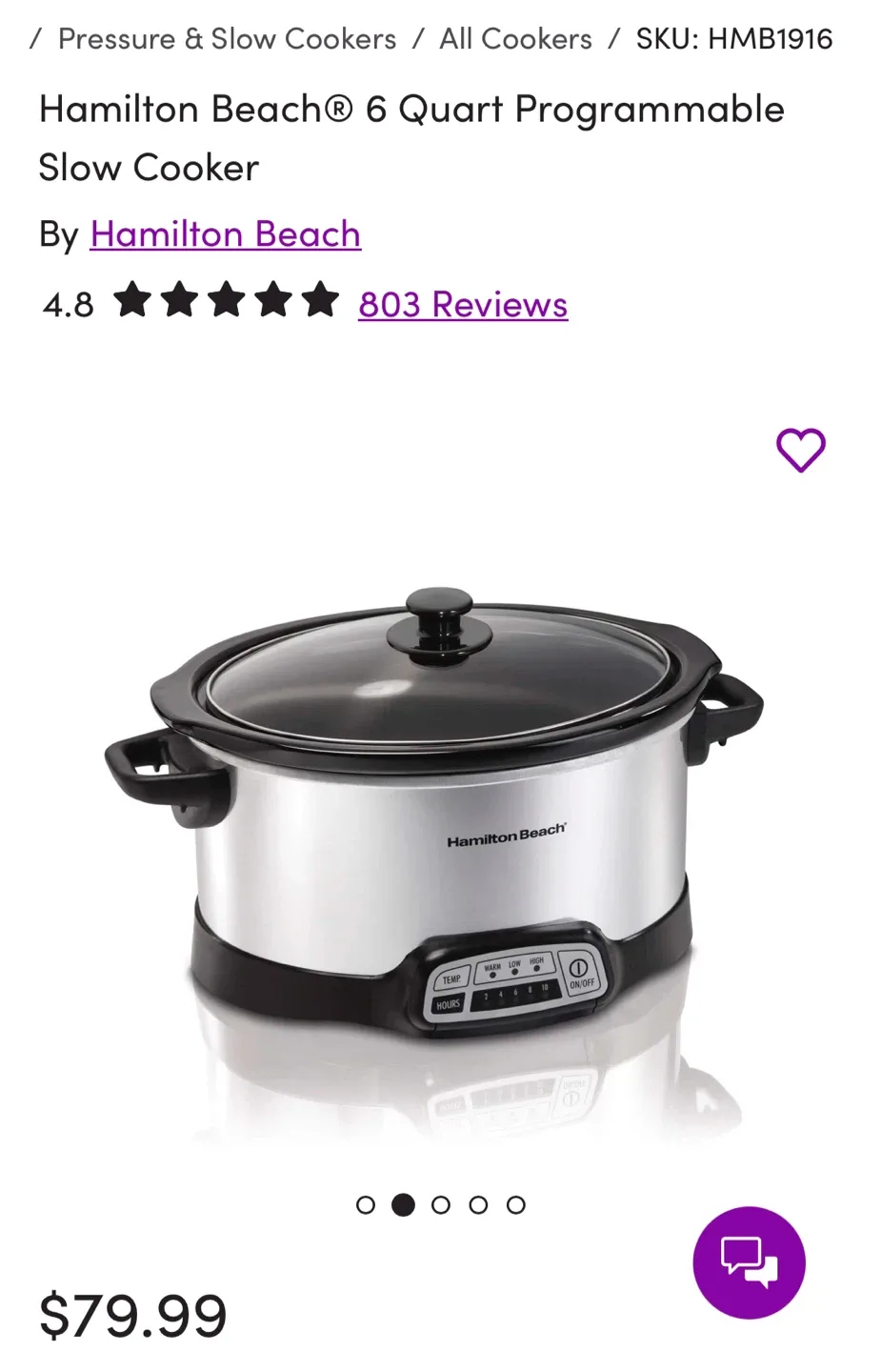Hamilton Beach 6 Quart Crock Pot thumbnail