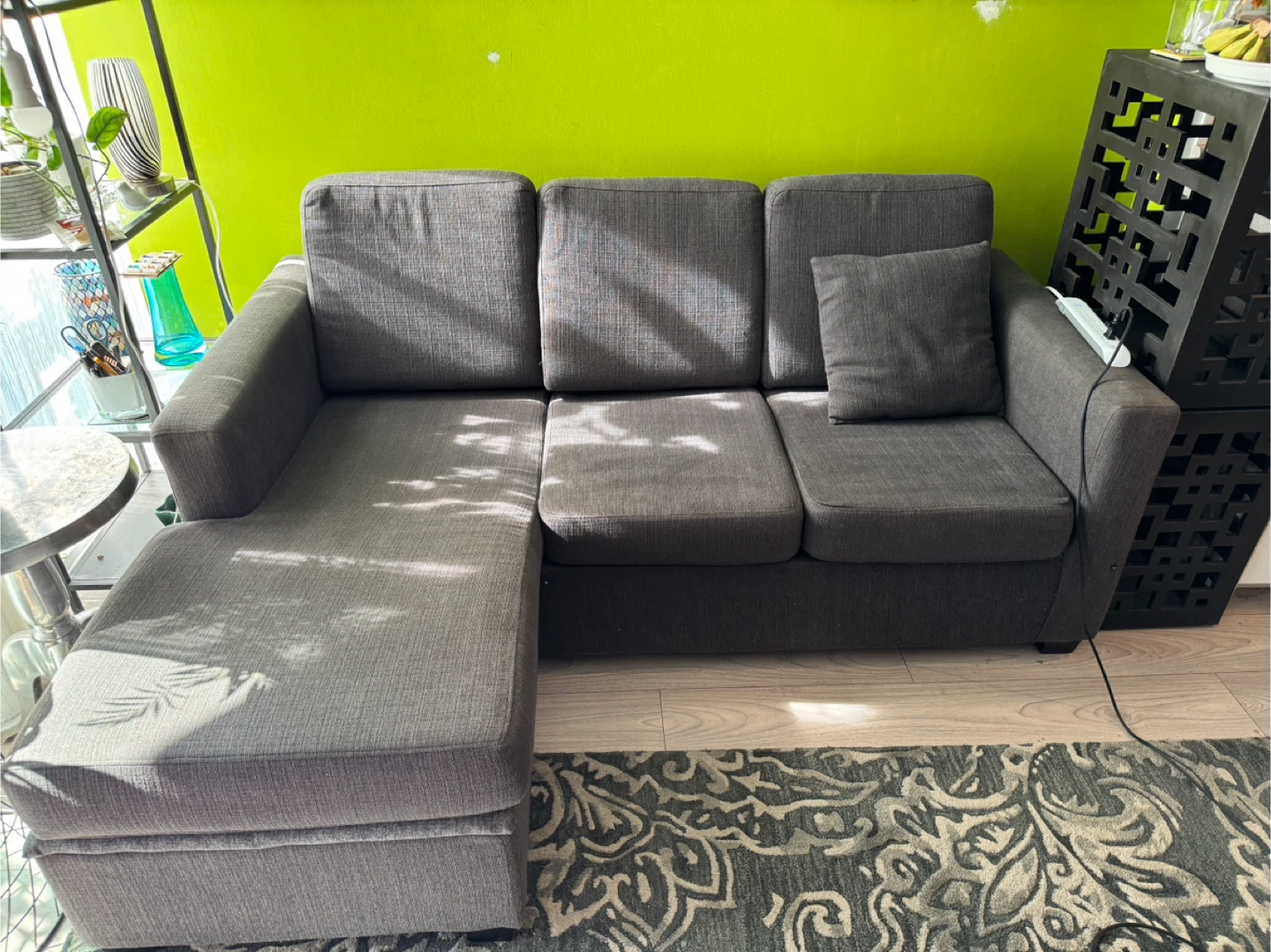 Grey 3-Seater Sofa with Chaise