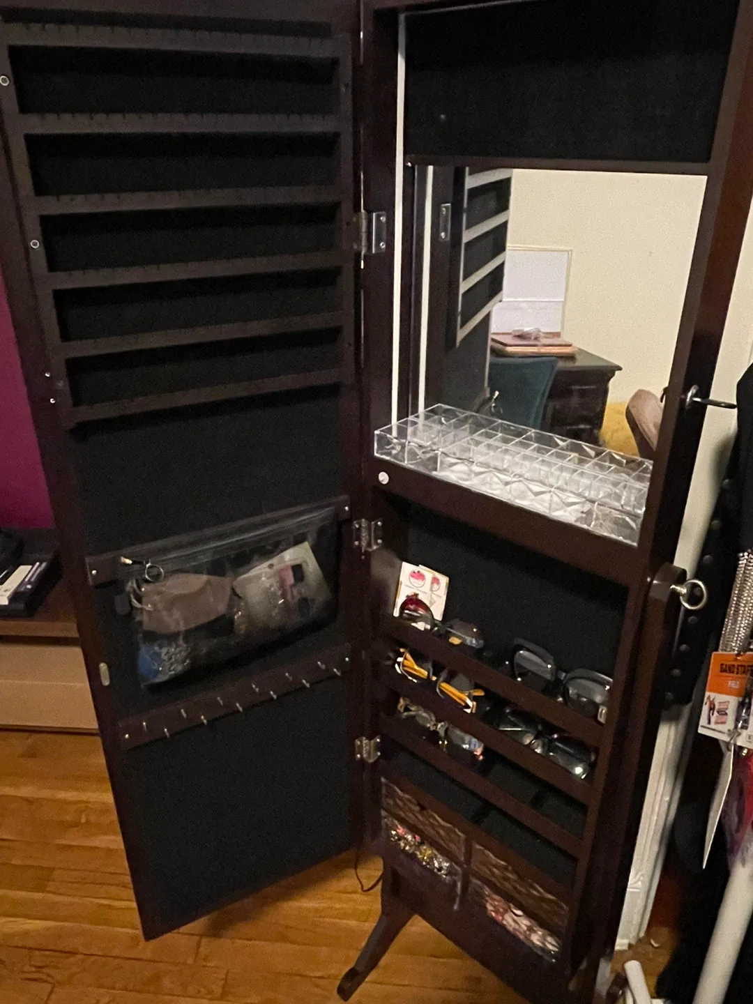 Standing Jewelry Armoire Mirror - Brown image indicator(3)