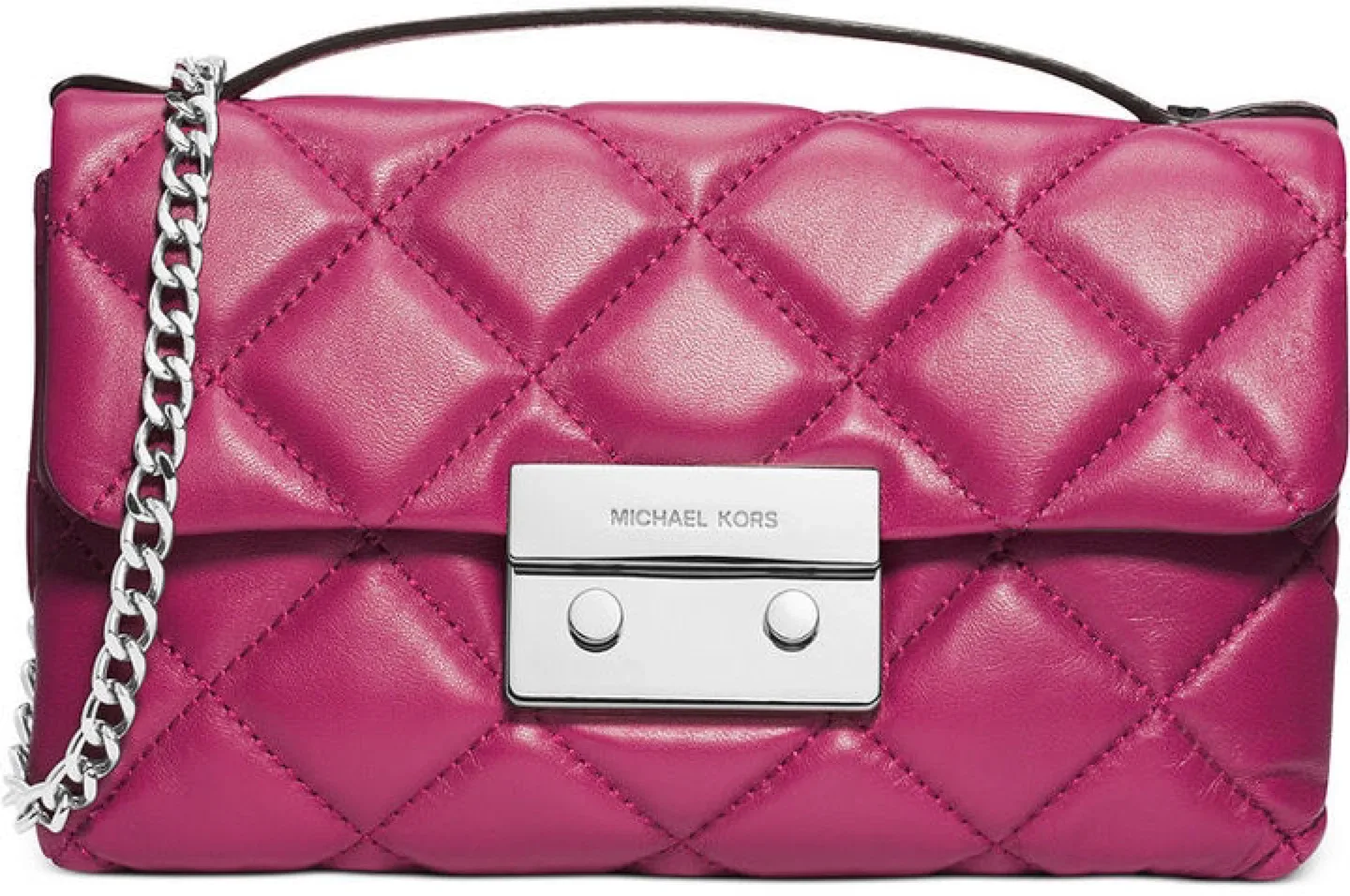 Michael Kors Sloan Fuschia Quilted-Leather Crossbody Bag thumbnail