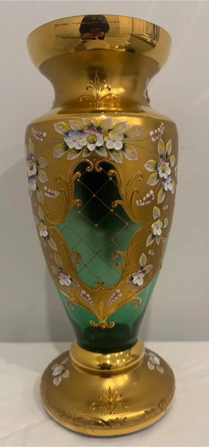 Gold & Green Floral Vase image indicator(2)