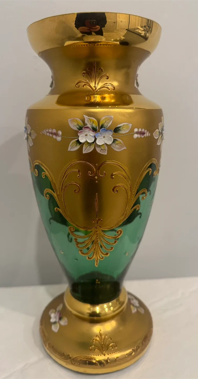 Gold & Green Floral Vase thumbnail