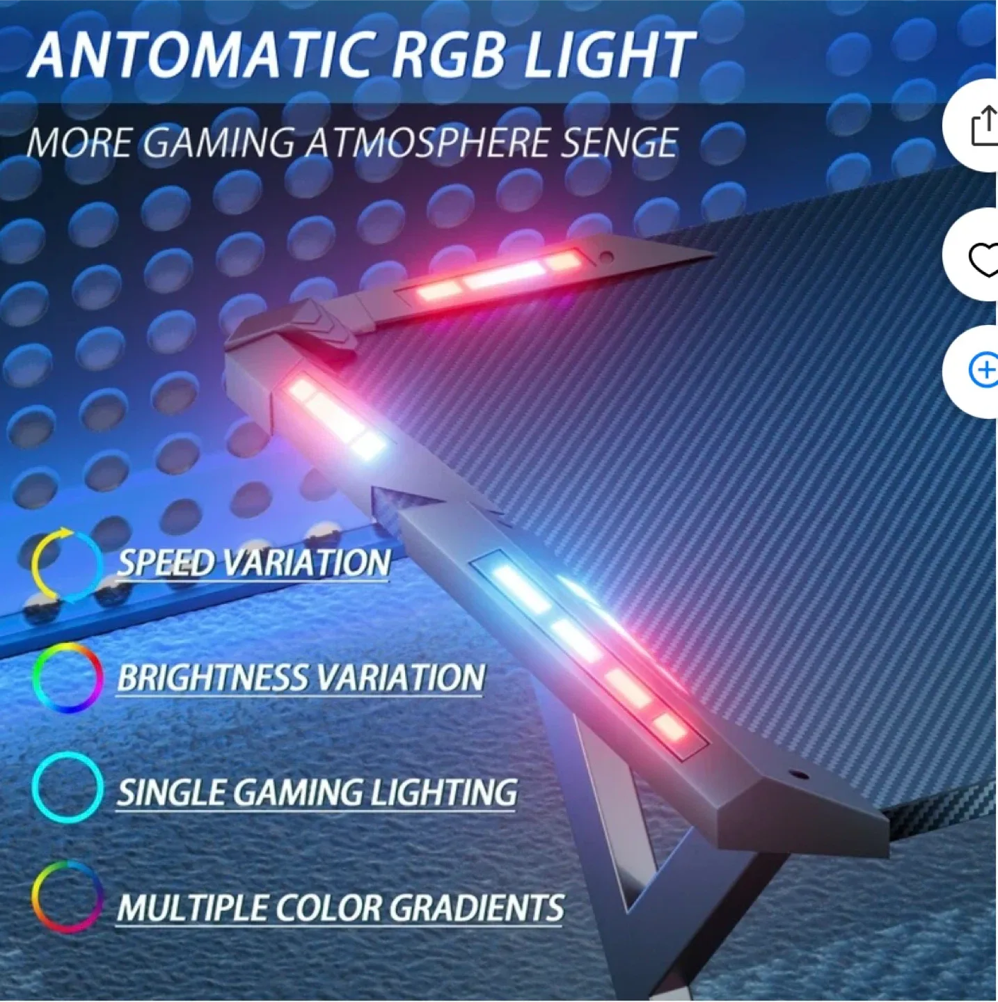 40 inch Gaming Desk with LED Lights image indicator(3)