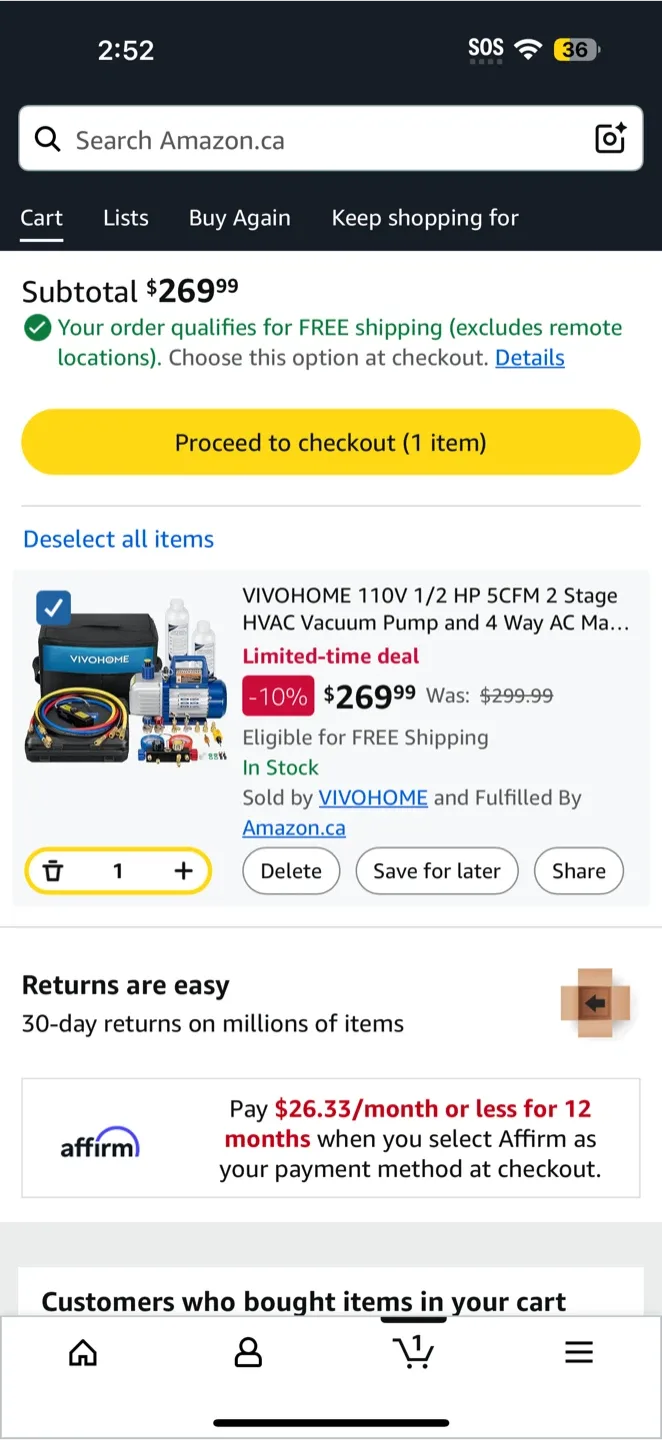 VIVOHOME 110V 1/2 HP 5CFM Vacuum Pump - New in Box!