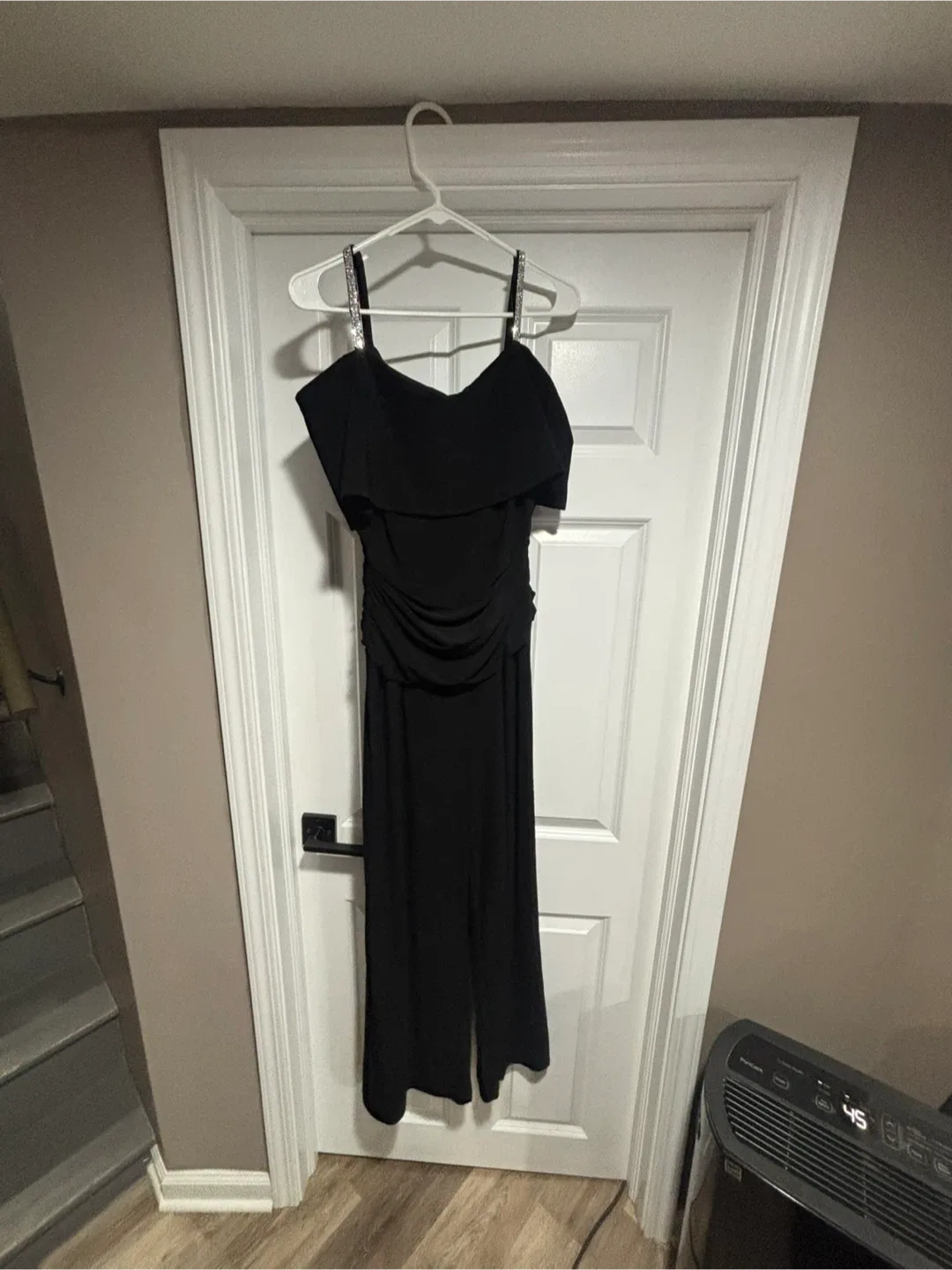 Black Jumpsuit with Rhinestone Straps thumbnail