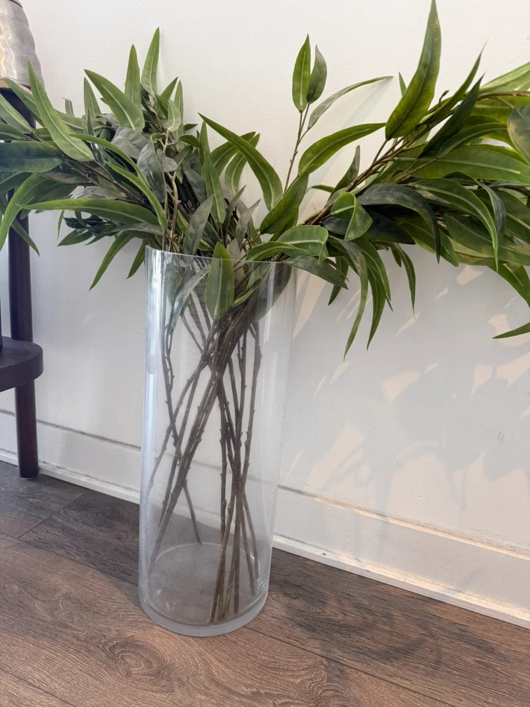 Tall Glass Vase with Faux Greenery thumbnail