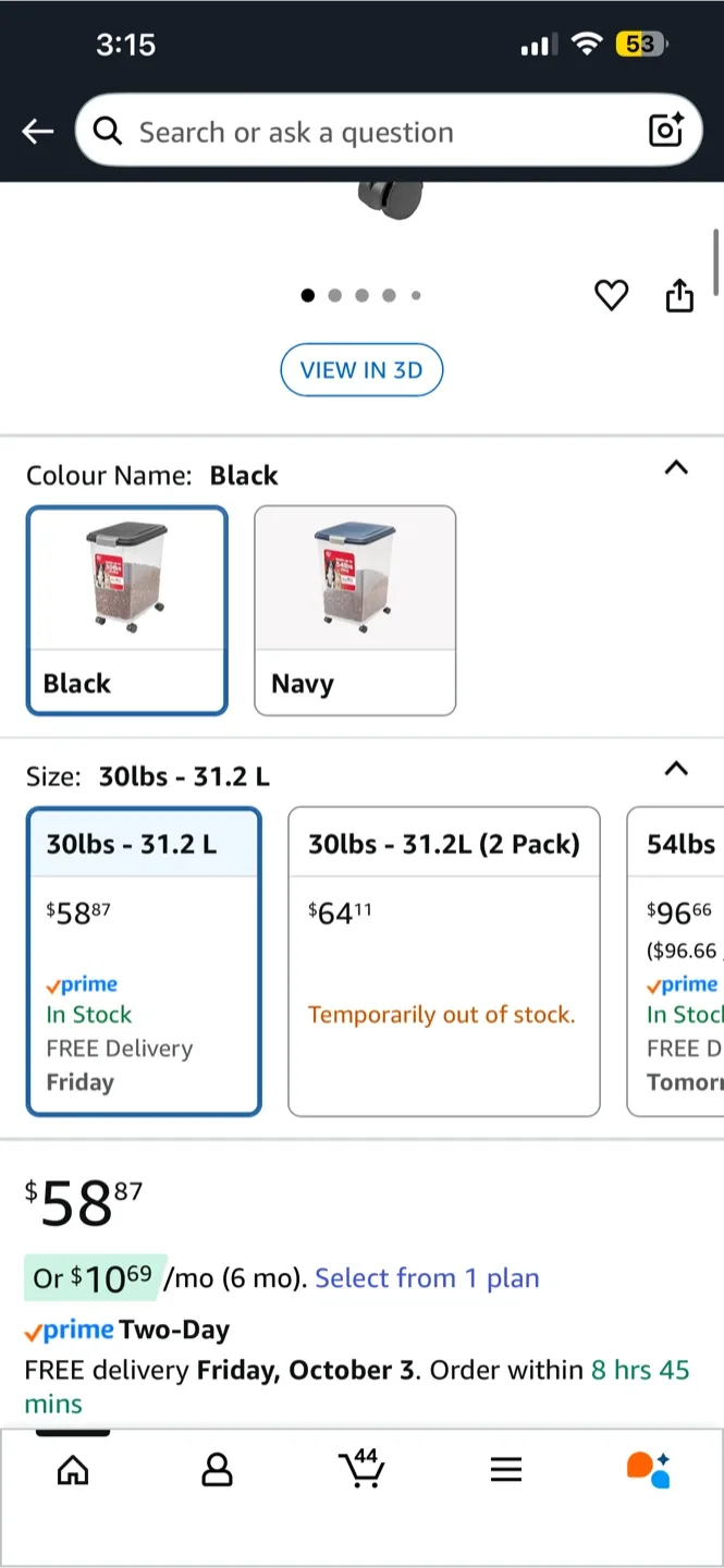 IRIS USA WeatherPro Dog Food Container - Black image indicator(6)