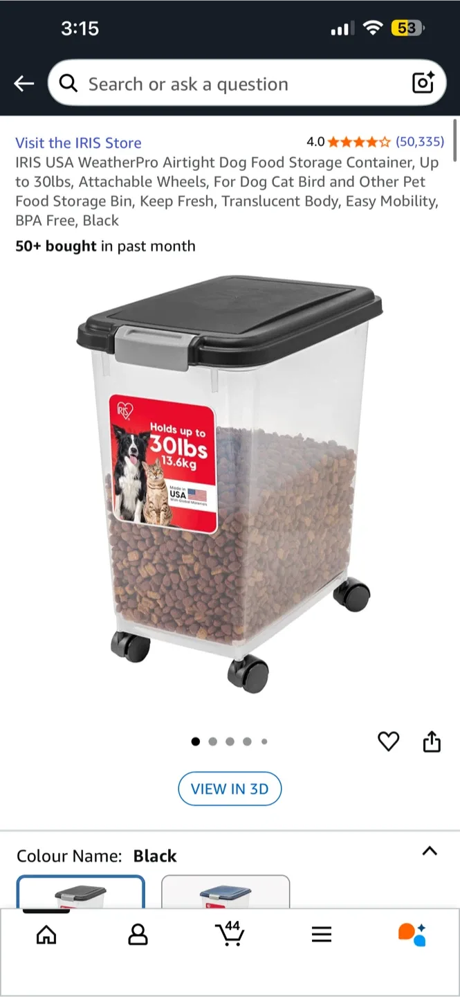 IRIS USA WeatherPro Dog Food Container - Black thumbnail