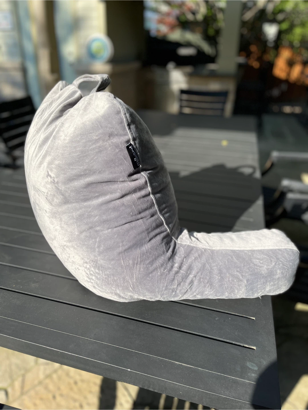 Grey Plush Reading Pillow /Bed Rest Support Pillow - photo 3