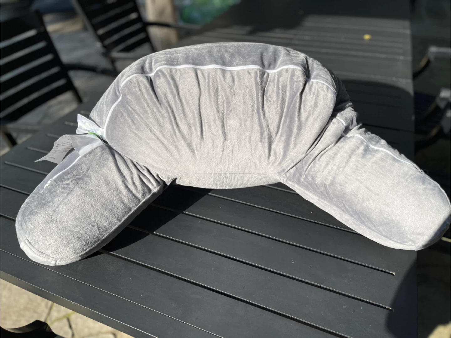 Grey Plush Reading Pillow /Bed Rest Support Pillow - photo 5