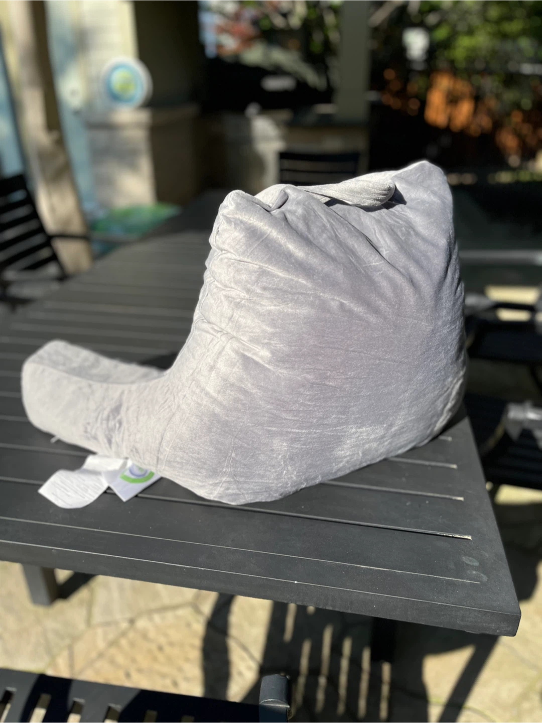 Grey Plush Reading Pillow /Bed Rest Support Pillow - photo 2