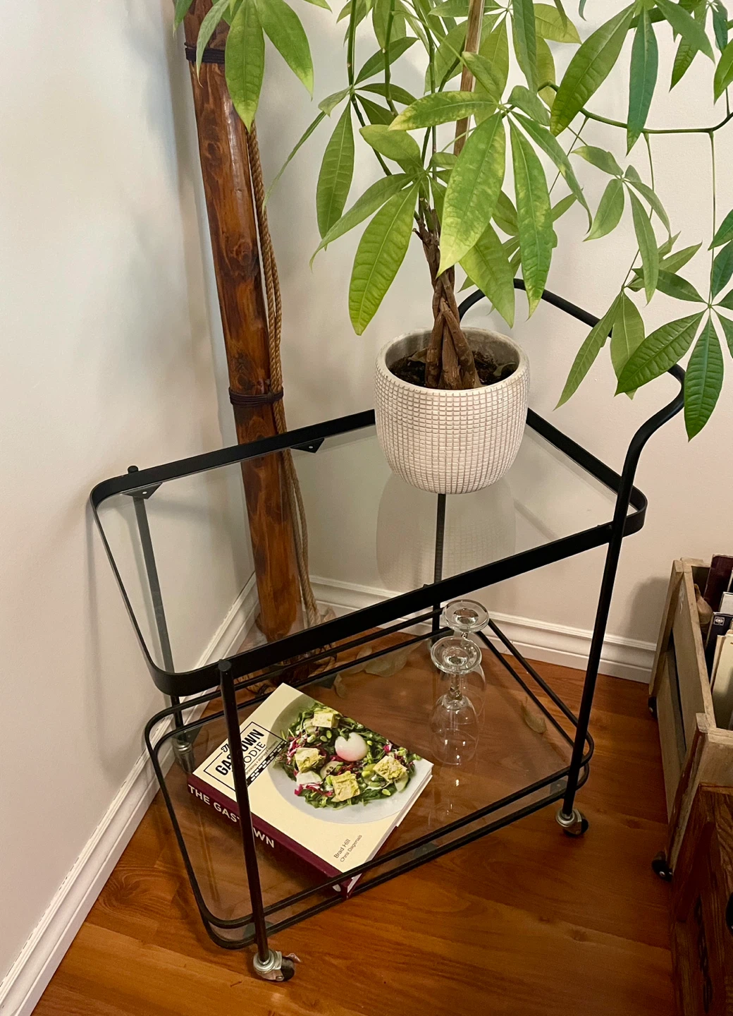 Black Metal & Glass Bar Cart - photo 2