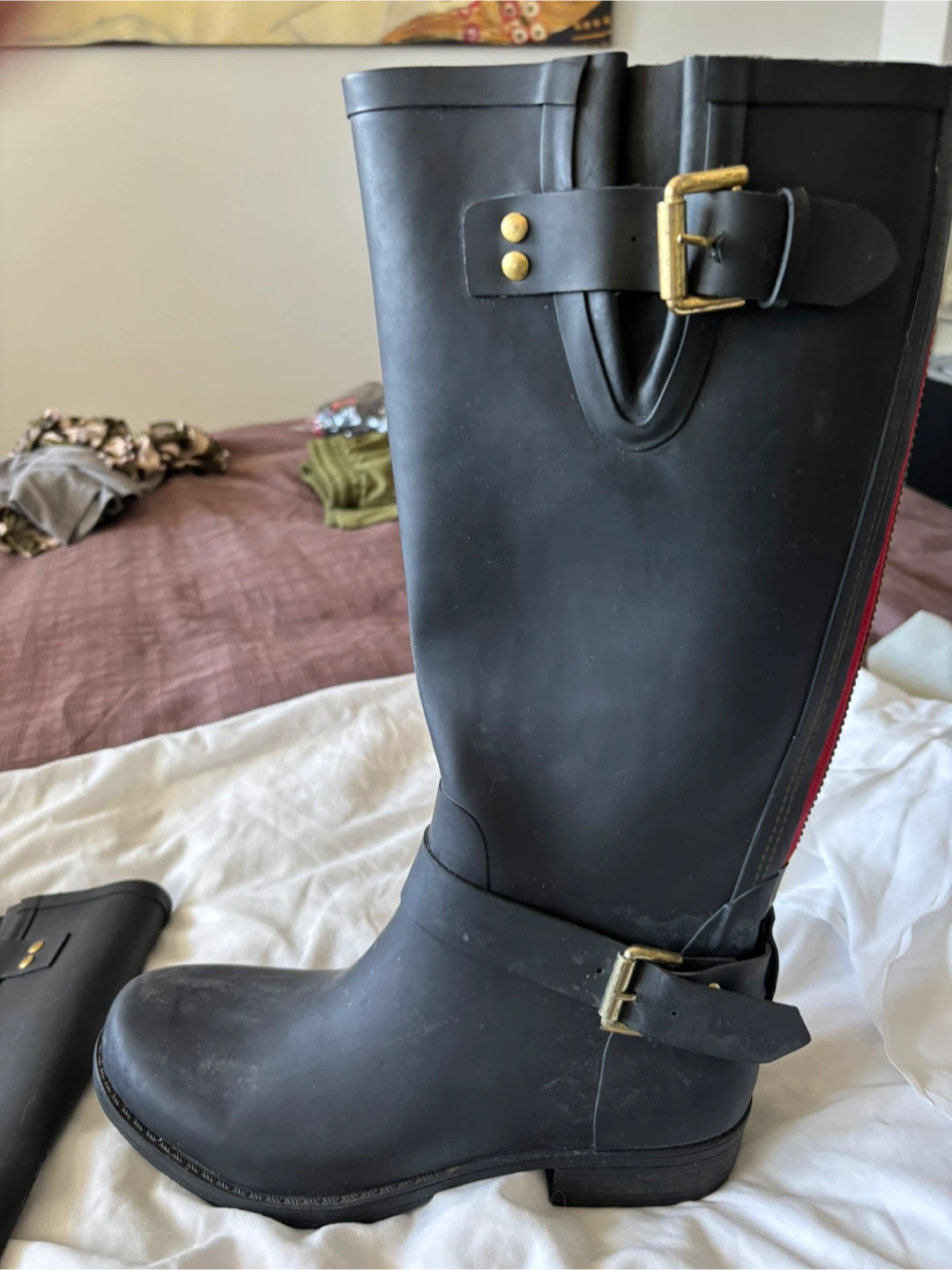 Black Rain Boots with Red Zipper - photo 3
