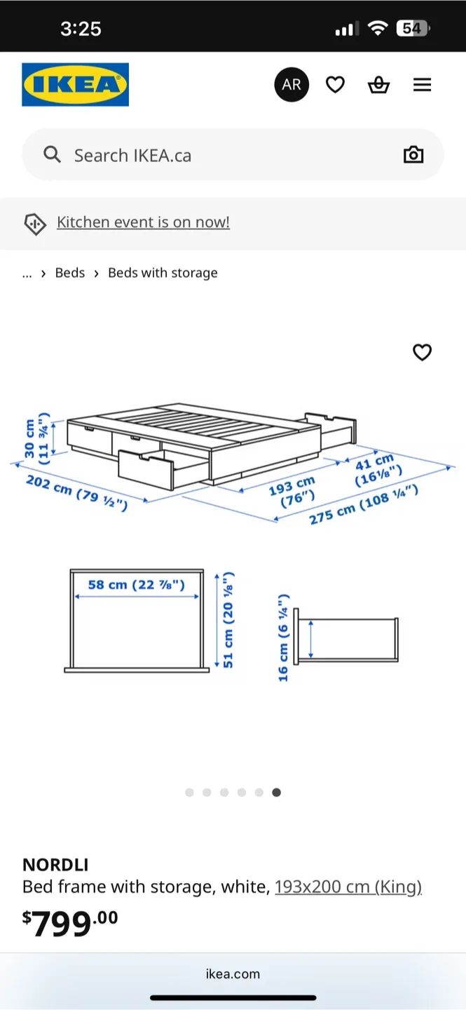 White King Bed Frame +  Slatted bed base w/ Storage image indicator(3)